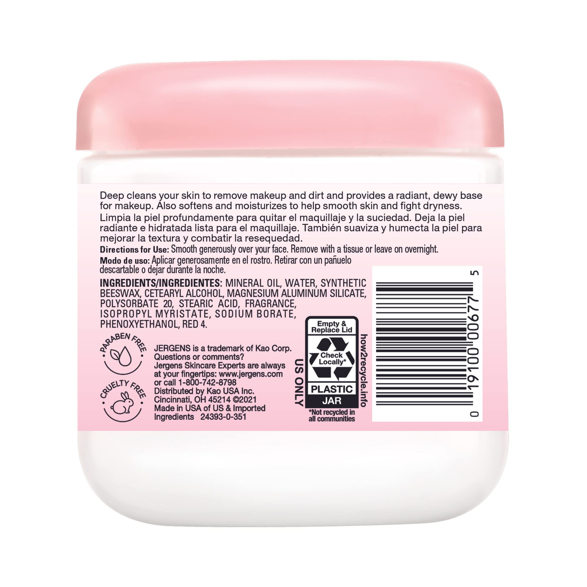 Crema facial de Jergens para limpieza profunda deja la piel limpia y suave.