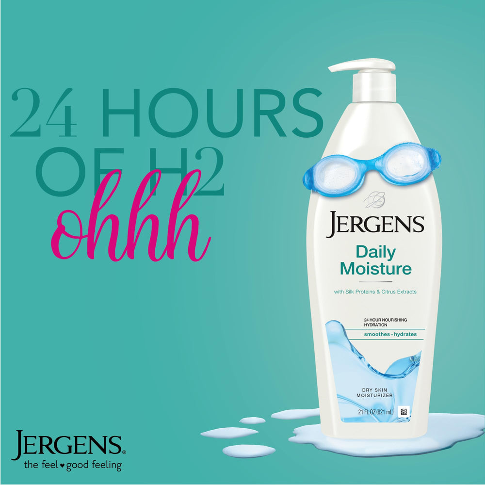Textura sedosa de la loción Jergens para piel seca.