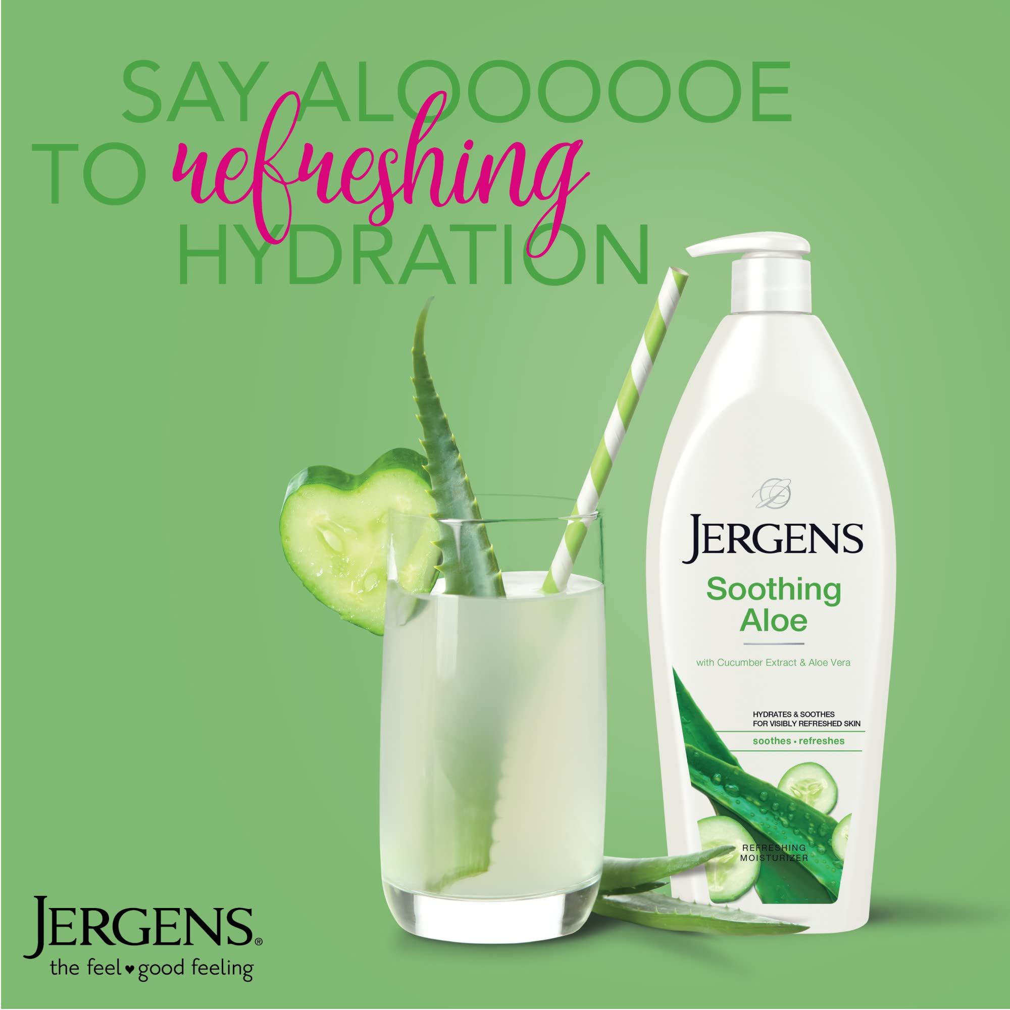 Jergens lotion relieves dry skin on hands and body.