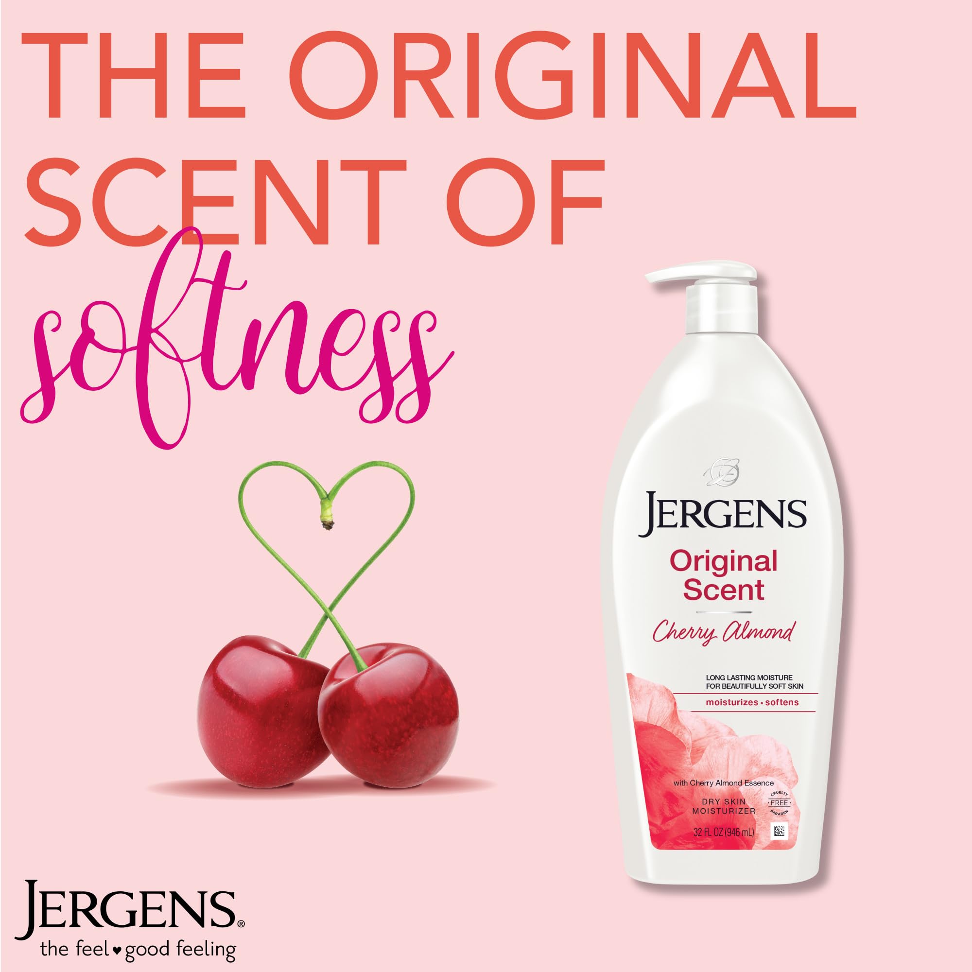 Jergens fragancia cereza almendra, aroma agradable para piel suave