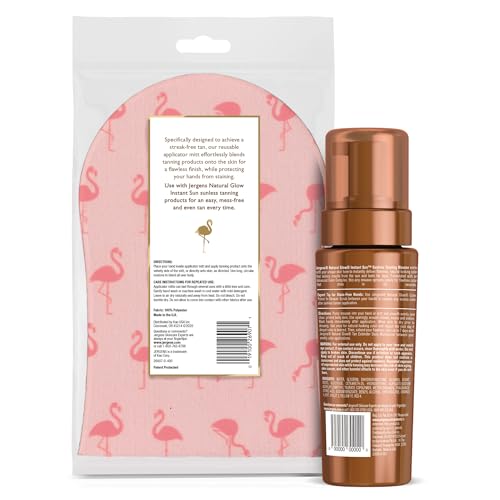 Guante aplicador de Jergens para un bronceado sin manchas en la piel.