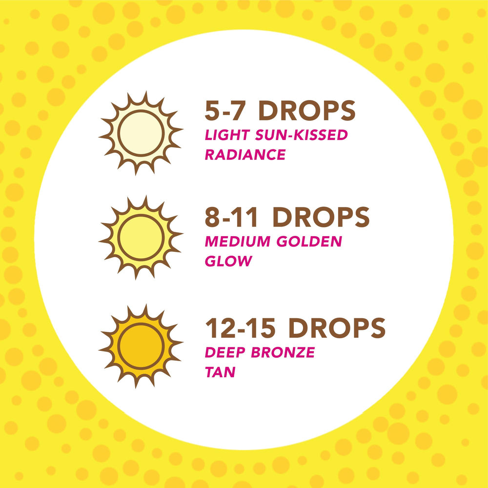 Aplicación de Jergens Instant Sun Drops sobre la piel para un tono suave.