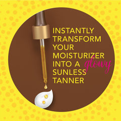 Gotas de Jergens Instant Sun Drops listas para mezclar con crema.