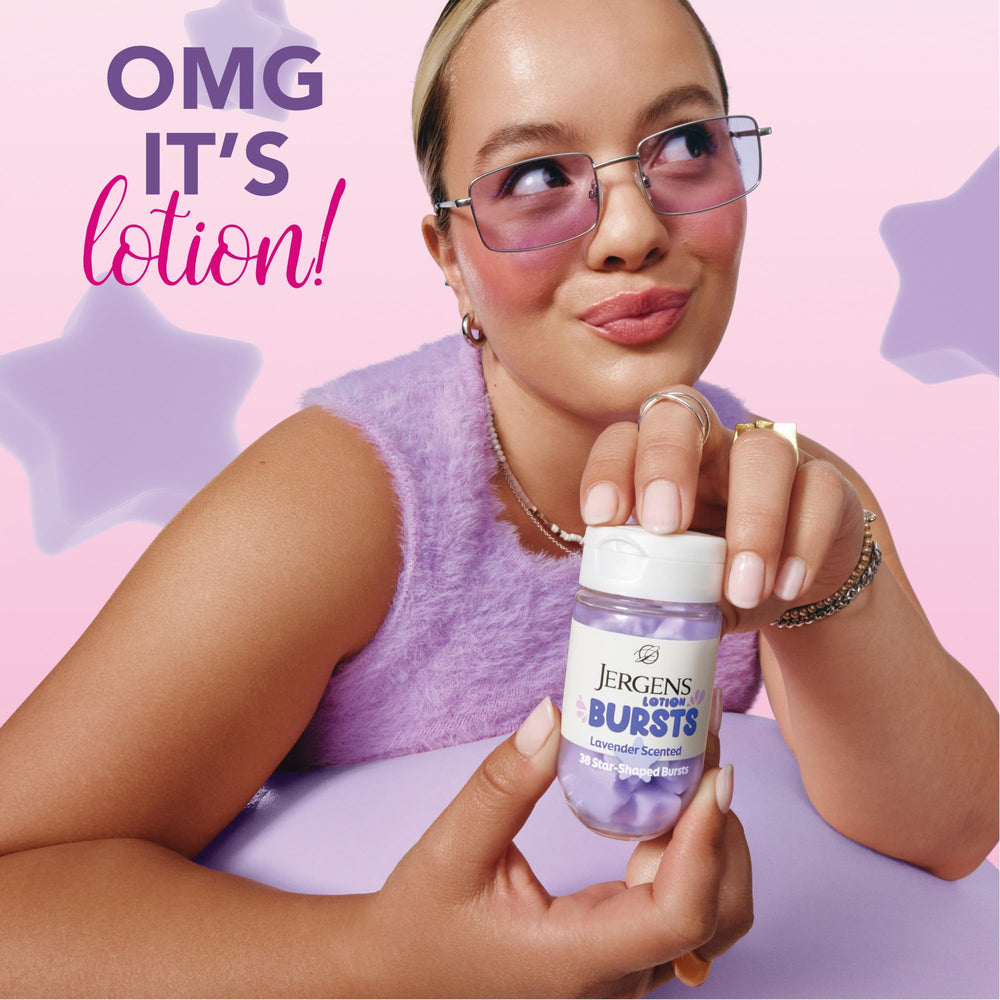Aroma de lavanda calmante en las burbujas de loción Jergens.