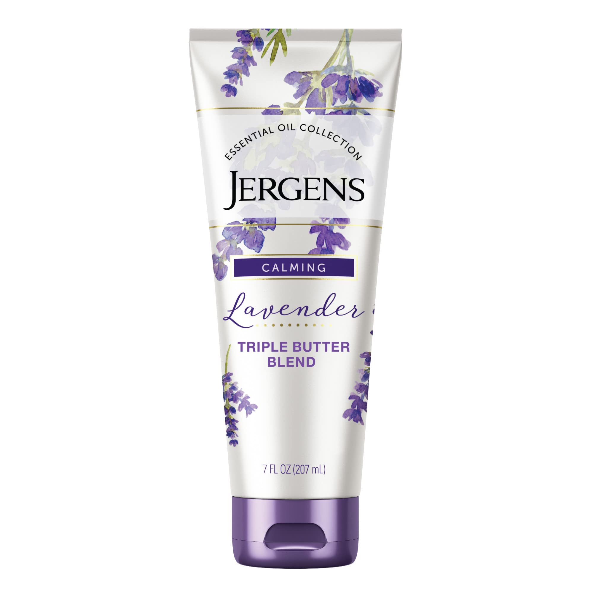 Jergens Lavender Body Butter packaging showcasing premium hydration for dry skin