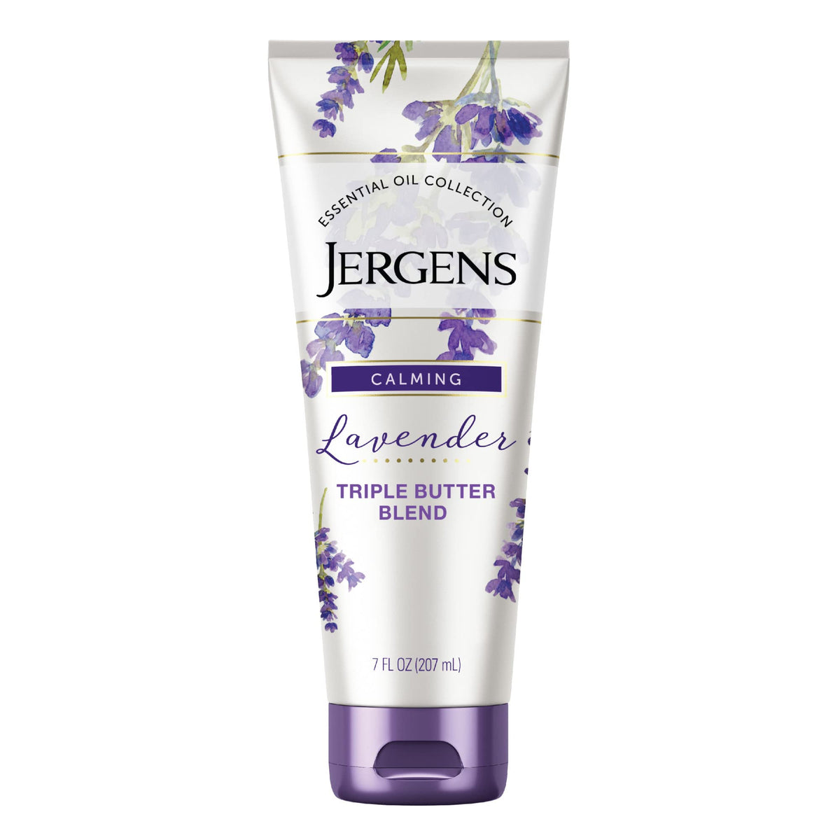 Jergens Lavender Body Butter packaging showcasing premium hydration for dry skin