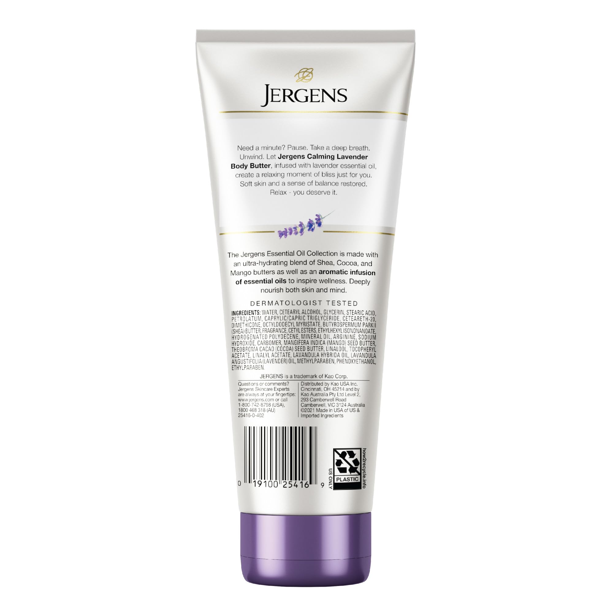 Jergens Lavender Body Butter travel size ideal for on-the-go hydration