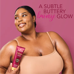 Jergens Melanin Glow bottle side label, showcasing packaging for on-the-go hydration