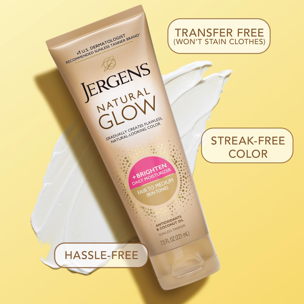 Aplicación rápida de Jergens Natural Glow que se dry rápido sin manchas