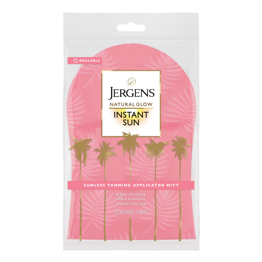 Guante aplicador Jergens Natural Glow protege las manos durante el bronceado.
