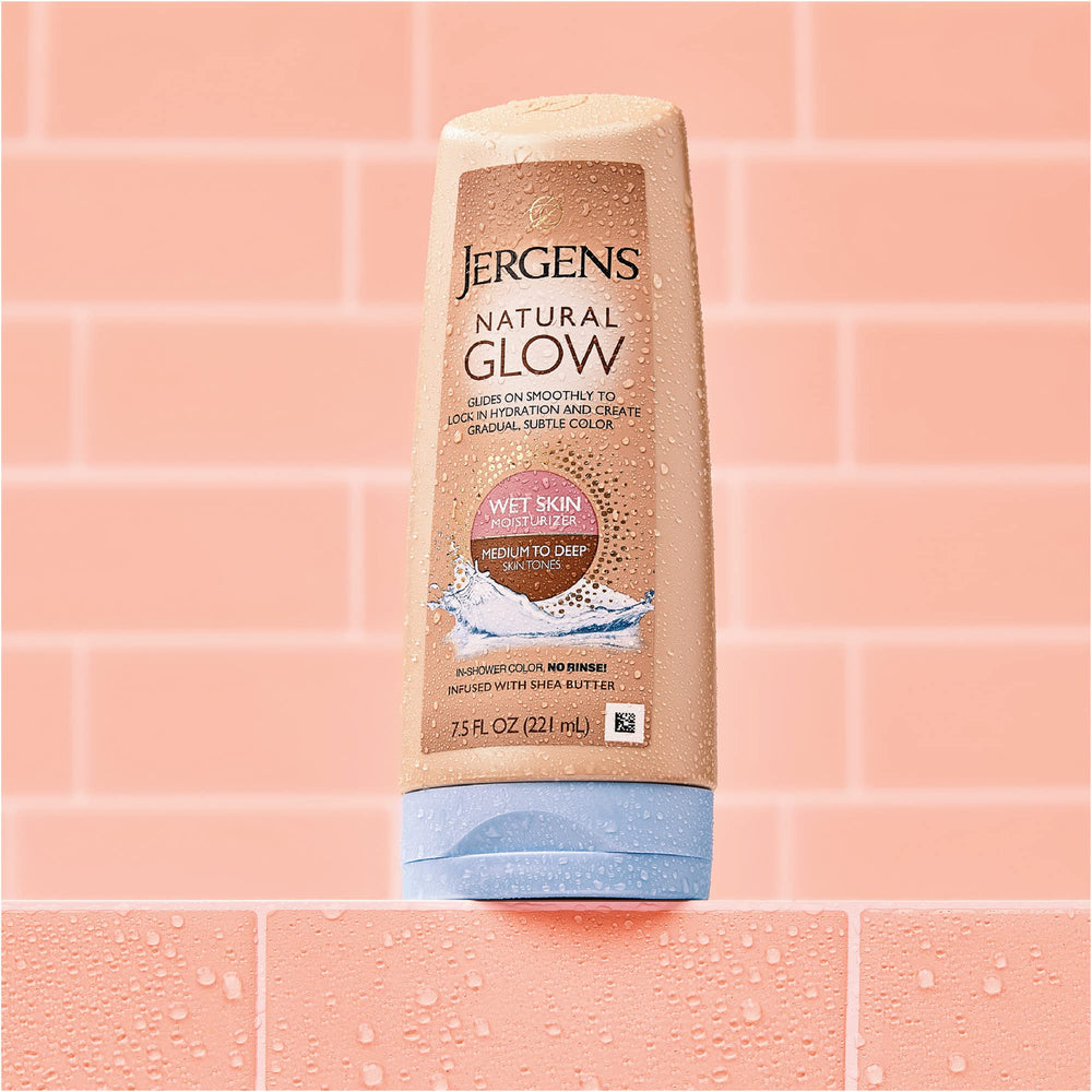Jergens Natural Glow dries quickly on damp skin after shower