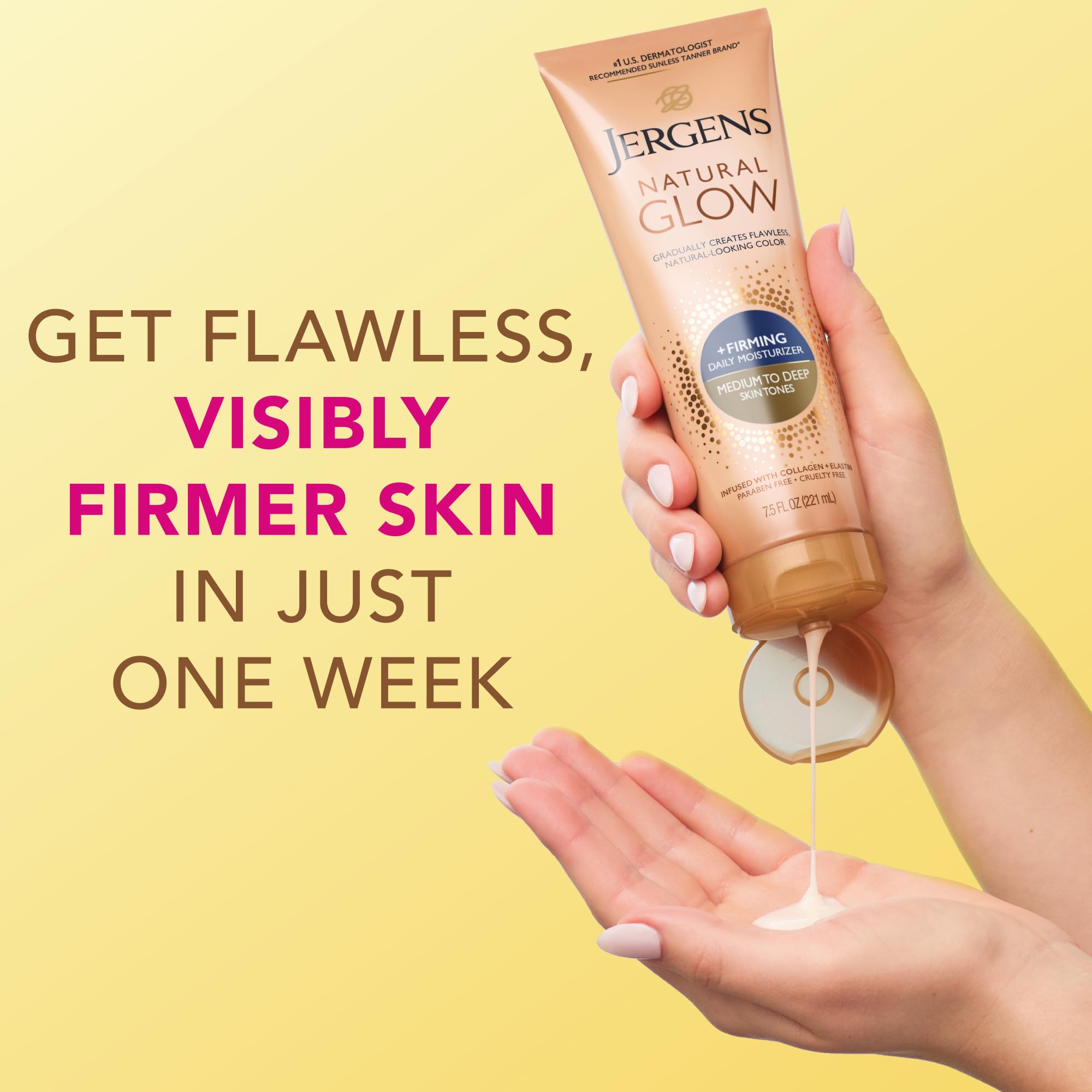 Jergens Natural Glow + Firming, aroma-fresco, sensación agradable tras la aplicación.