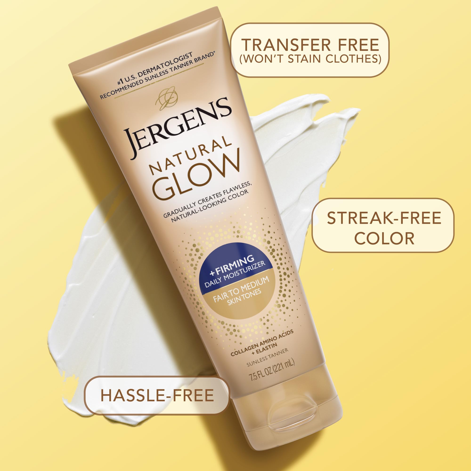 Ingredients panel close-up showcasing collagen elastin and green tea infusion