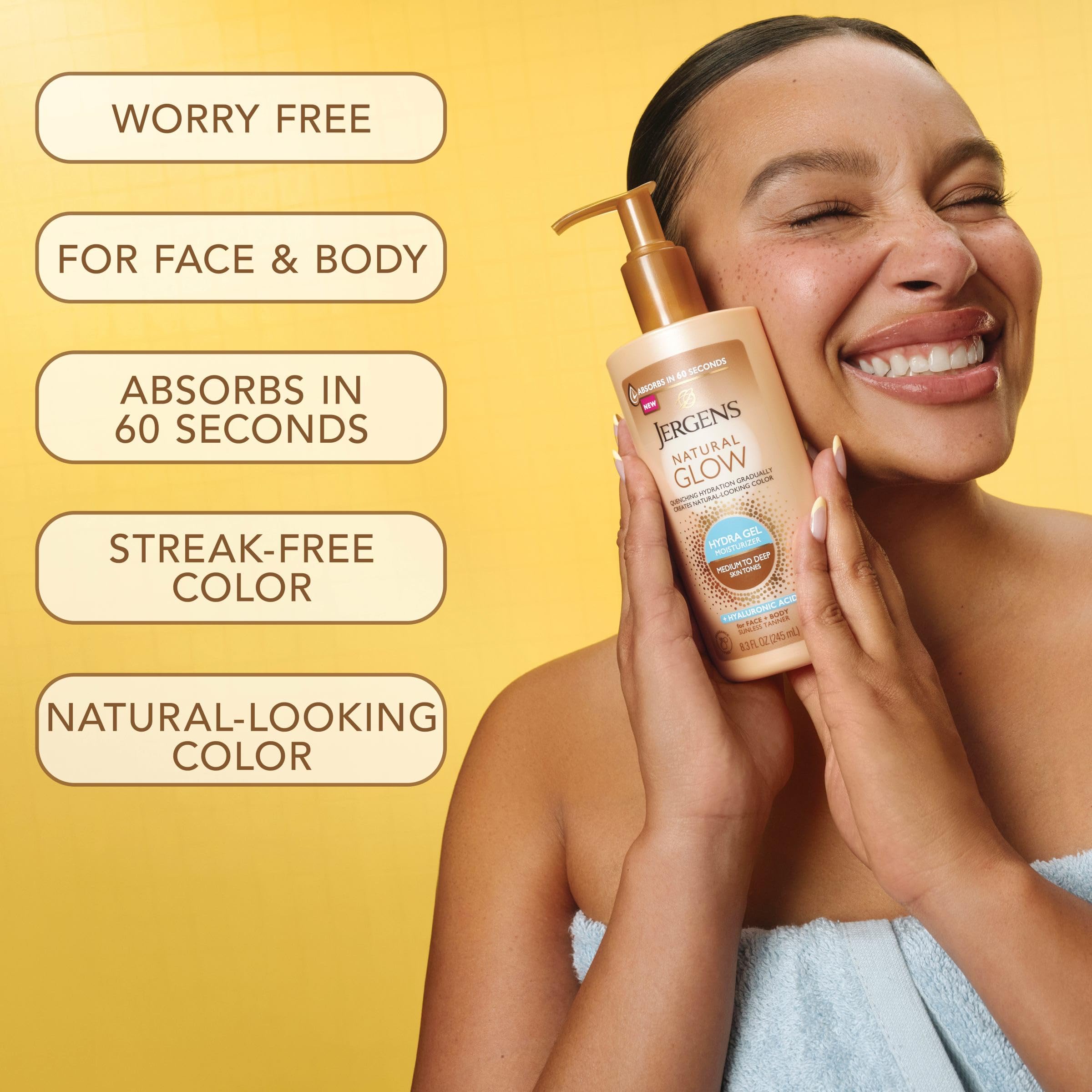 Jergens Natural Glow Hydra Gel, desarrollo gradual del color para looks naturales