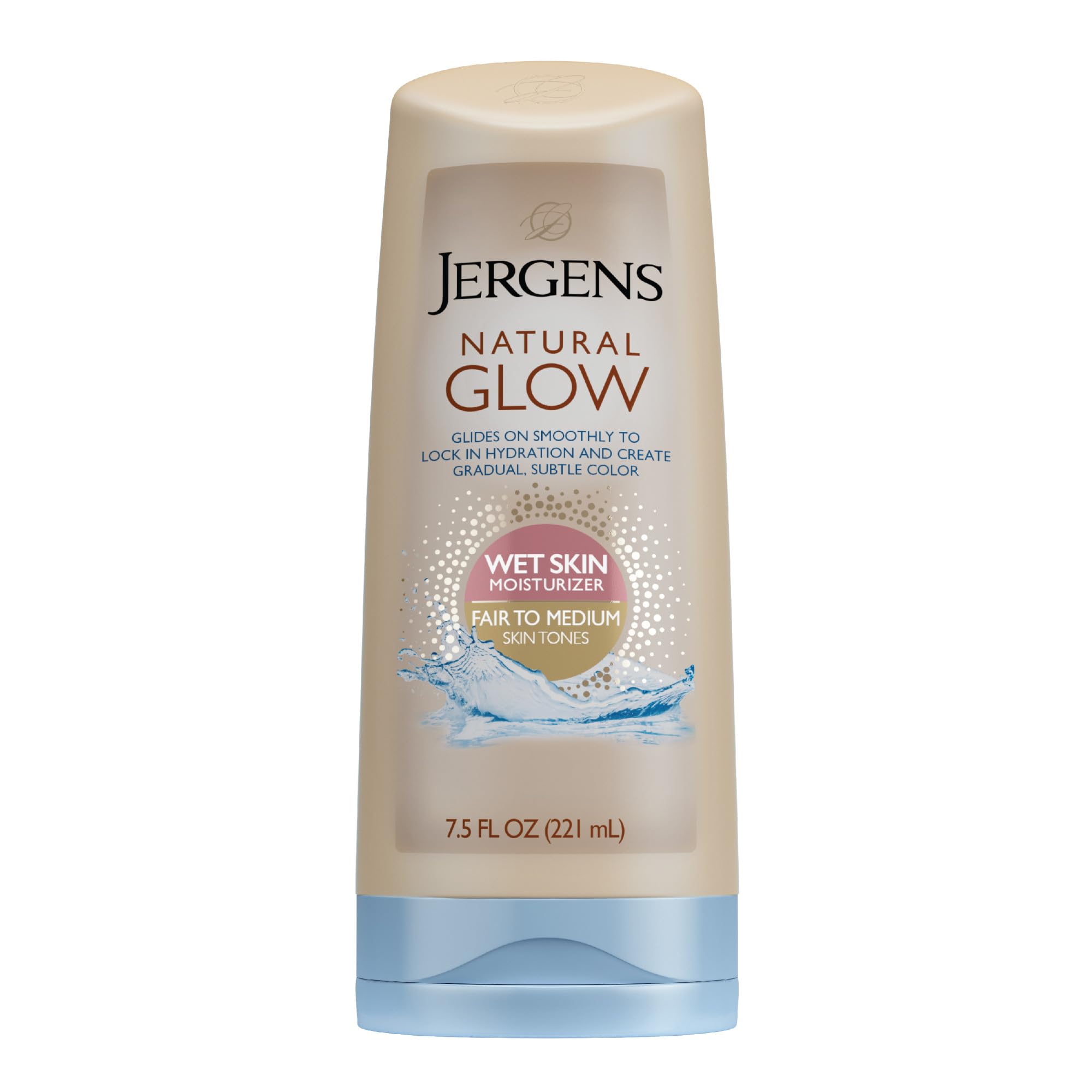 Jergens Natural Glow: loción para ducha con aplicación suave sobre piel mojada.