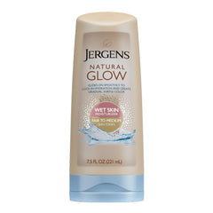 Jergens Natural Glow: loción para ducha con aplicación suave sobre piel mojada.
