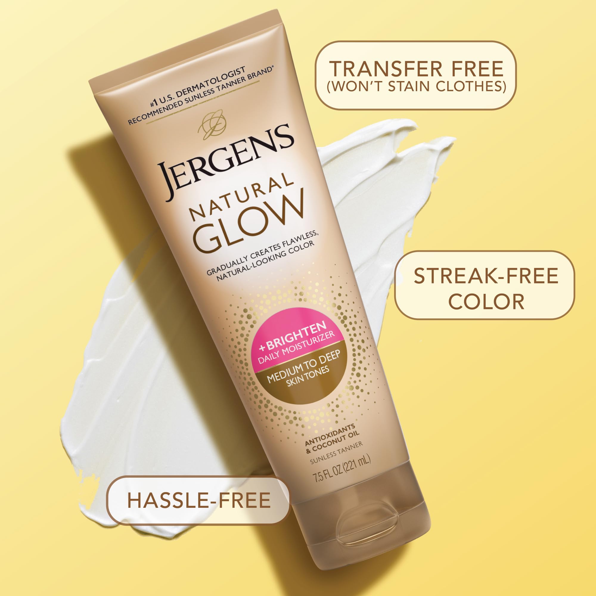 Rutina diaria de hidratación con Jergens Natural Glow para piel suave.