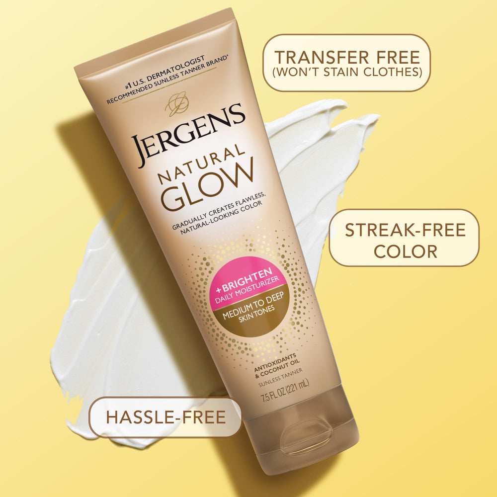 Rutina diaria de hidratación con Jergens Natural Glow para piel suave.