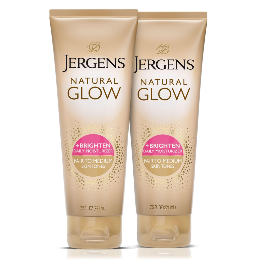 Jergens Natural Glow self-tanner bottle with pump for convenient daily application.