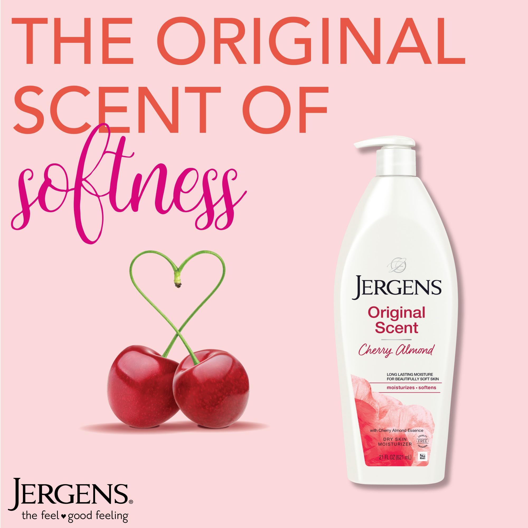 Esencia cereza-almendra de Jergens aporta aroma agradable y suave.