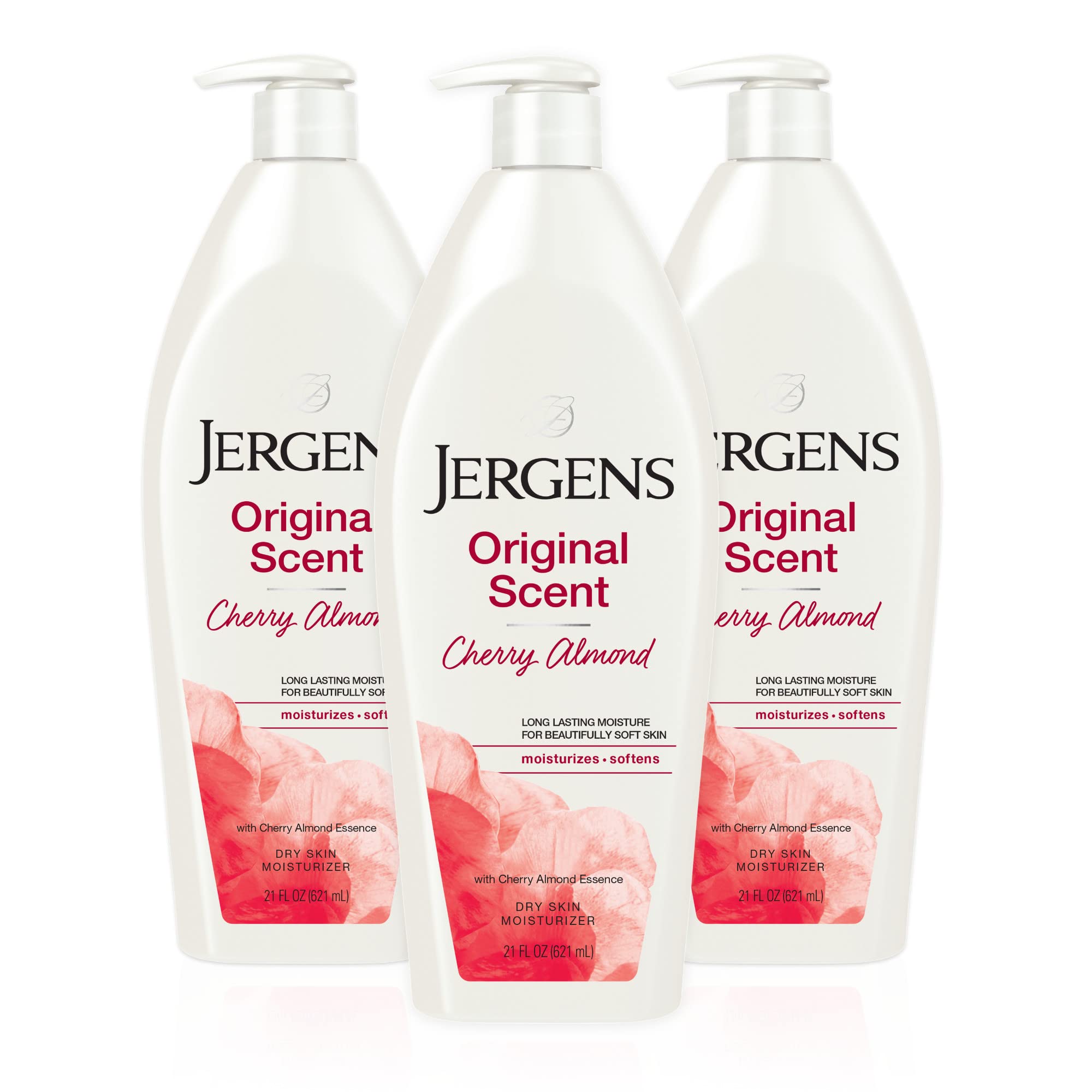 Loción Jergens Original Scent para piel seca, botella visible, hidratación prolongada.