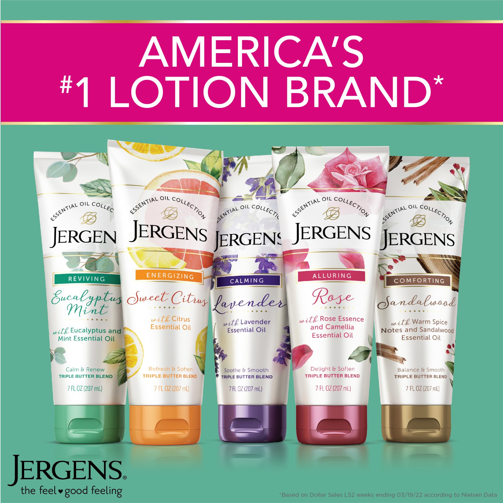 Packaging image of Jergens Sandalwood body butter, triple butter formula