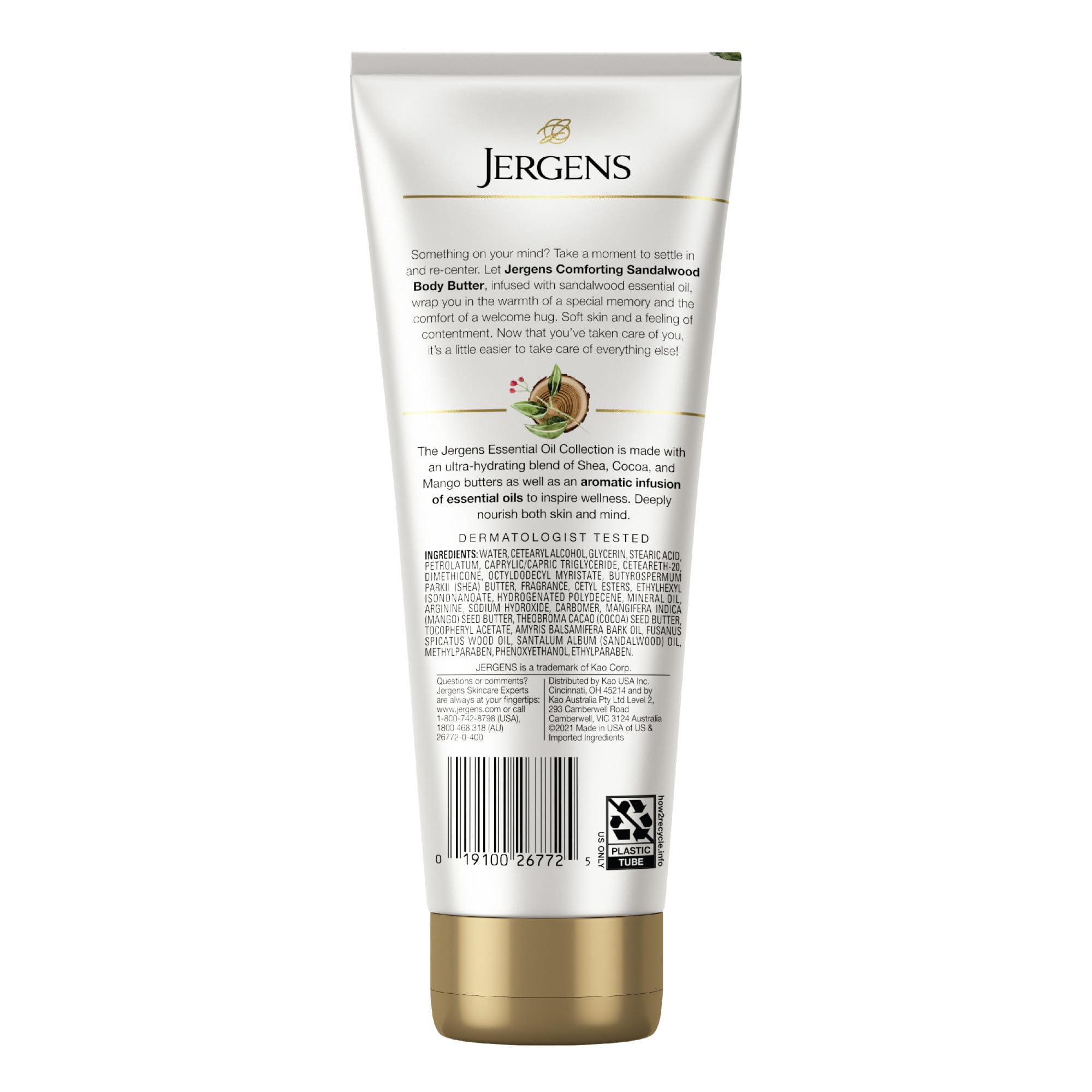 Closeup texture of Jergens Sandalwood Body Butter for daily hydration