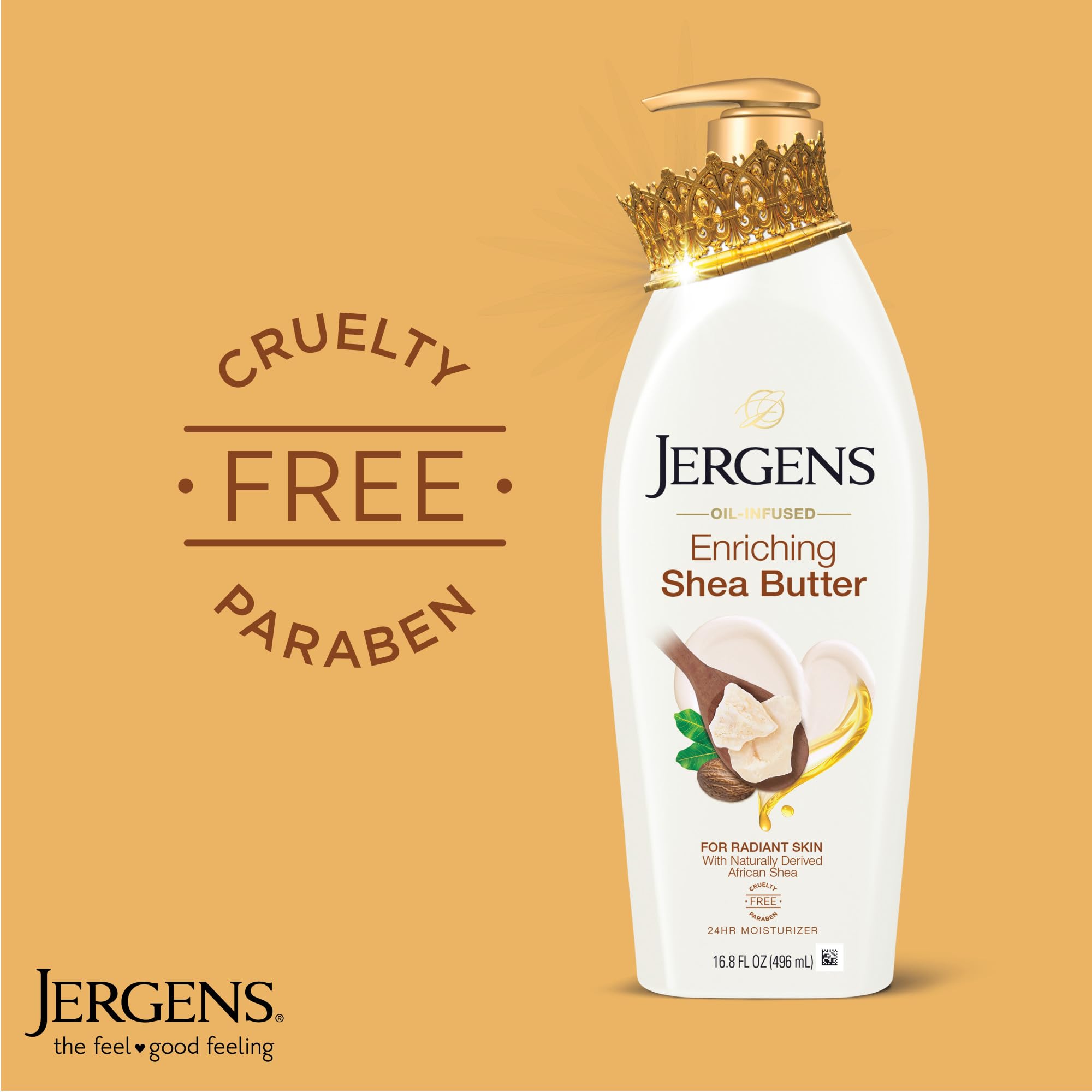 Jergens Shea Butter Lotion being applied to hand for silky hydration