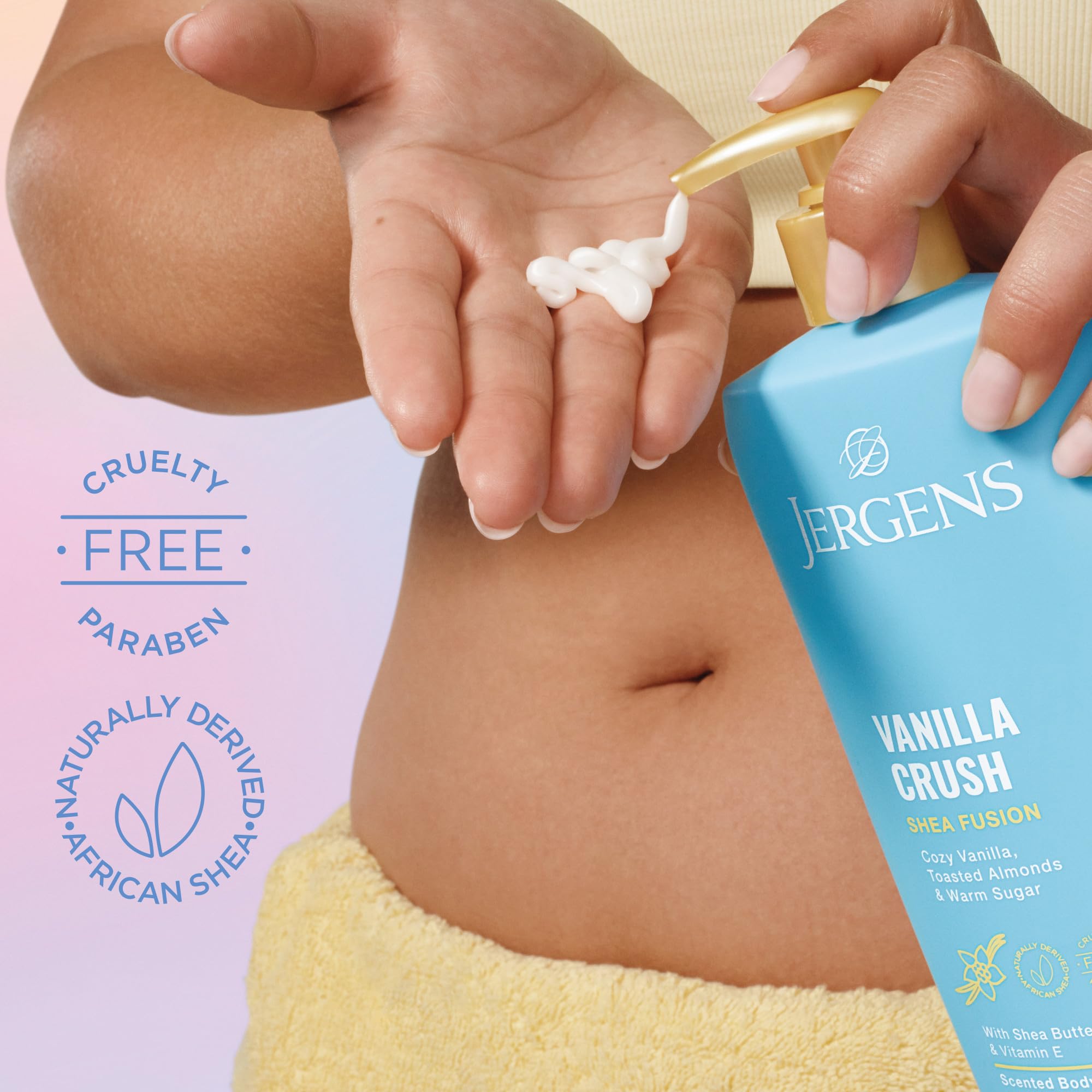 Hidratación de 24 horas con Jergens Shea Fusion Vanilla Crush