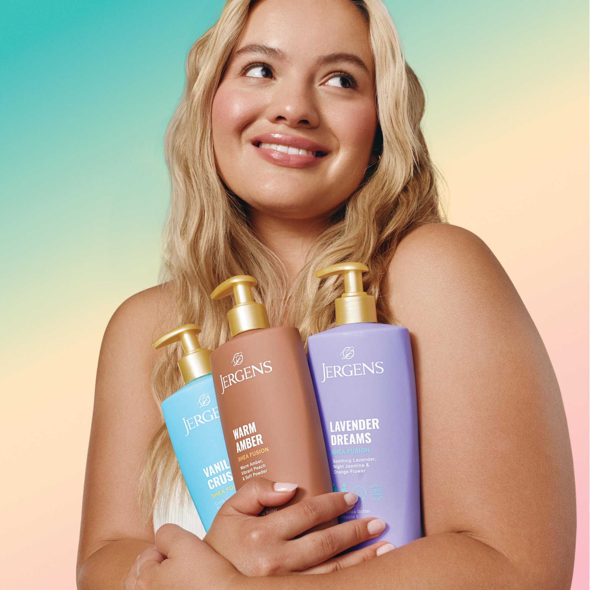 Con manteca de karité y vitamina E, Jergens Shea Fusion Vanilla Crush nutre la piel