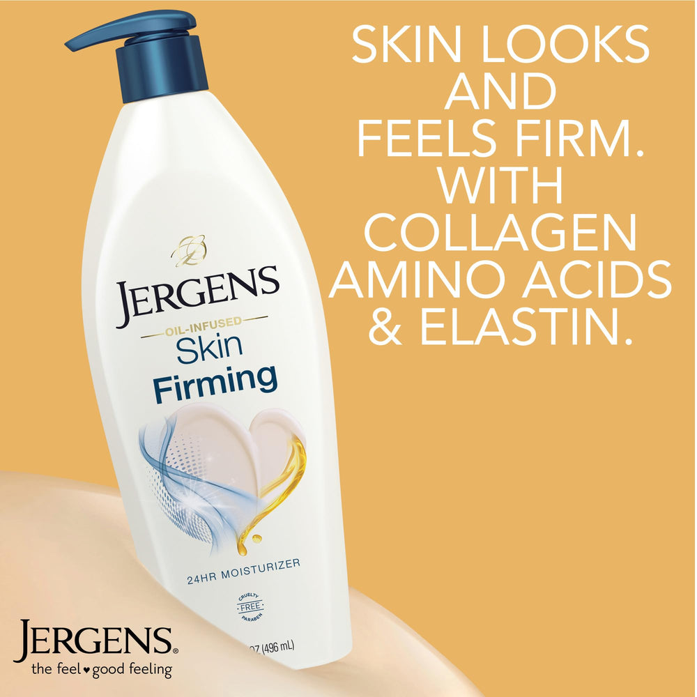 Close-up of creamy texture from Jergens lotion for fast absorption.