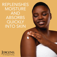 Applying Jergens Skin Firming Lotion to skin for a lifted feel.