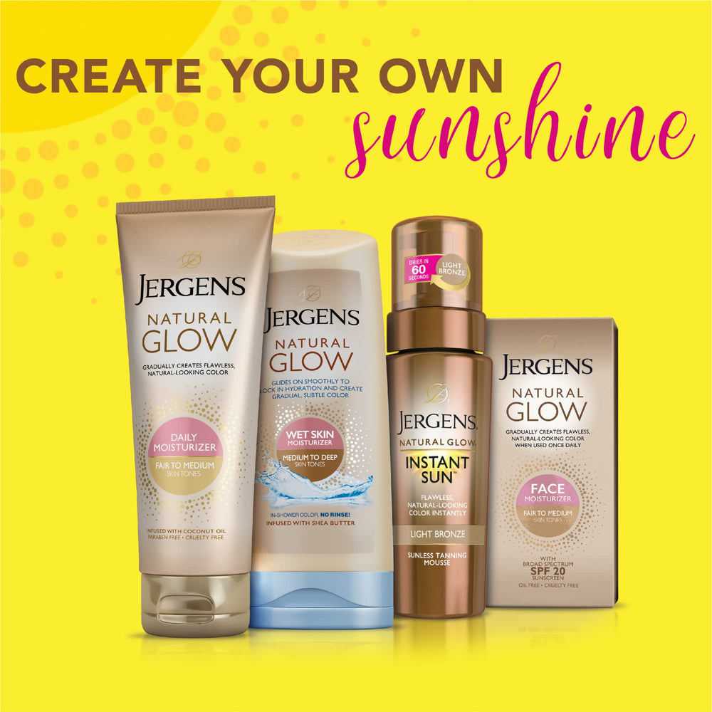 Tono ligero de bronceador Jergens para piel clara.