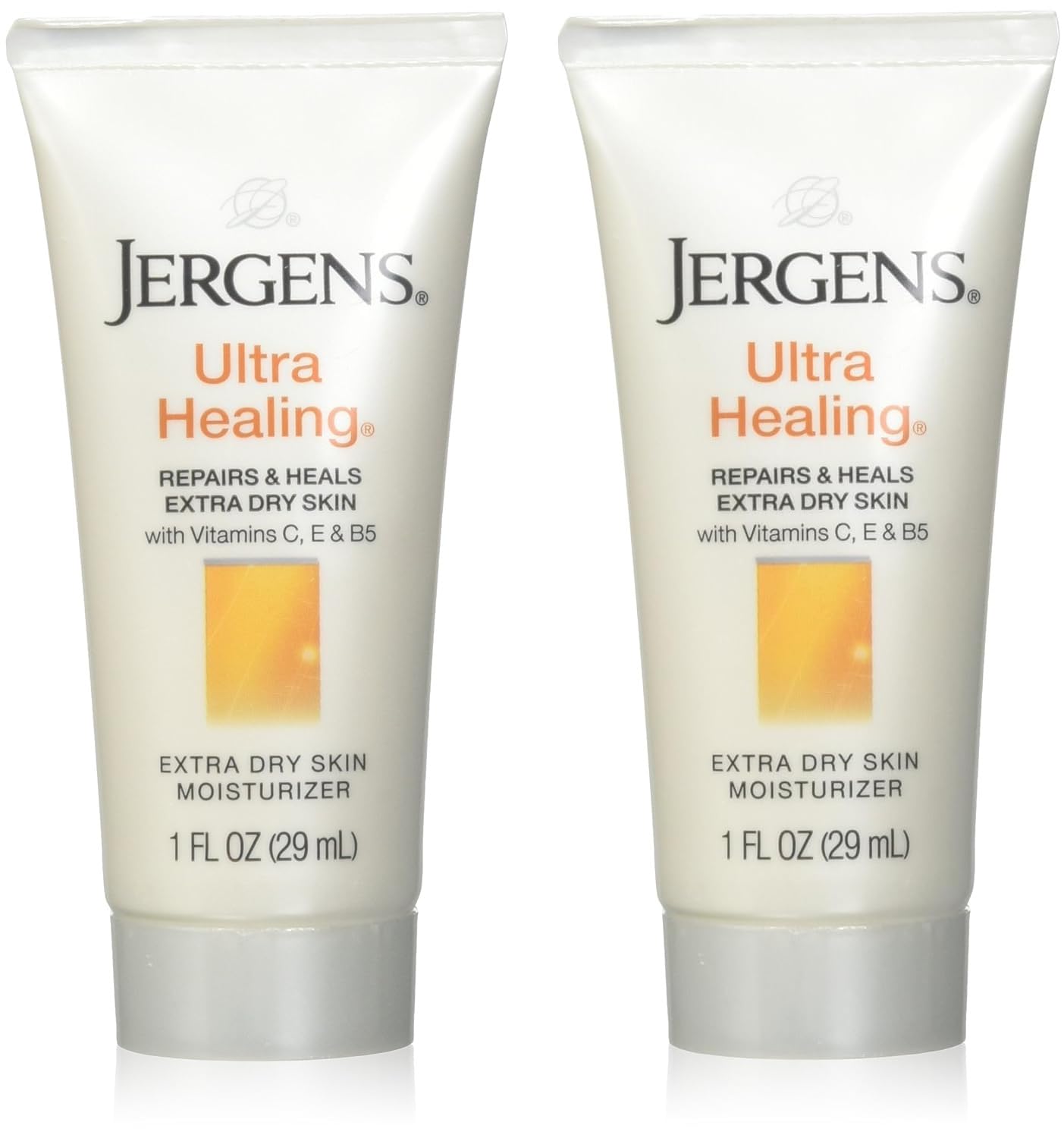 Jergens Ultra Healing, botella frente, hidratación rápida para piel seca en viaje
