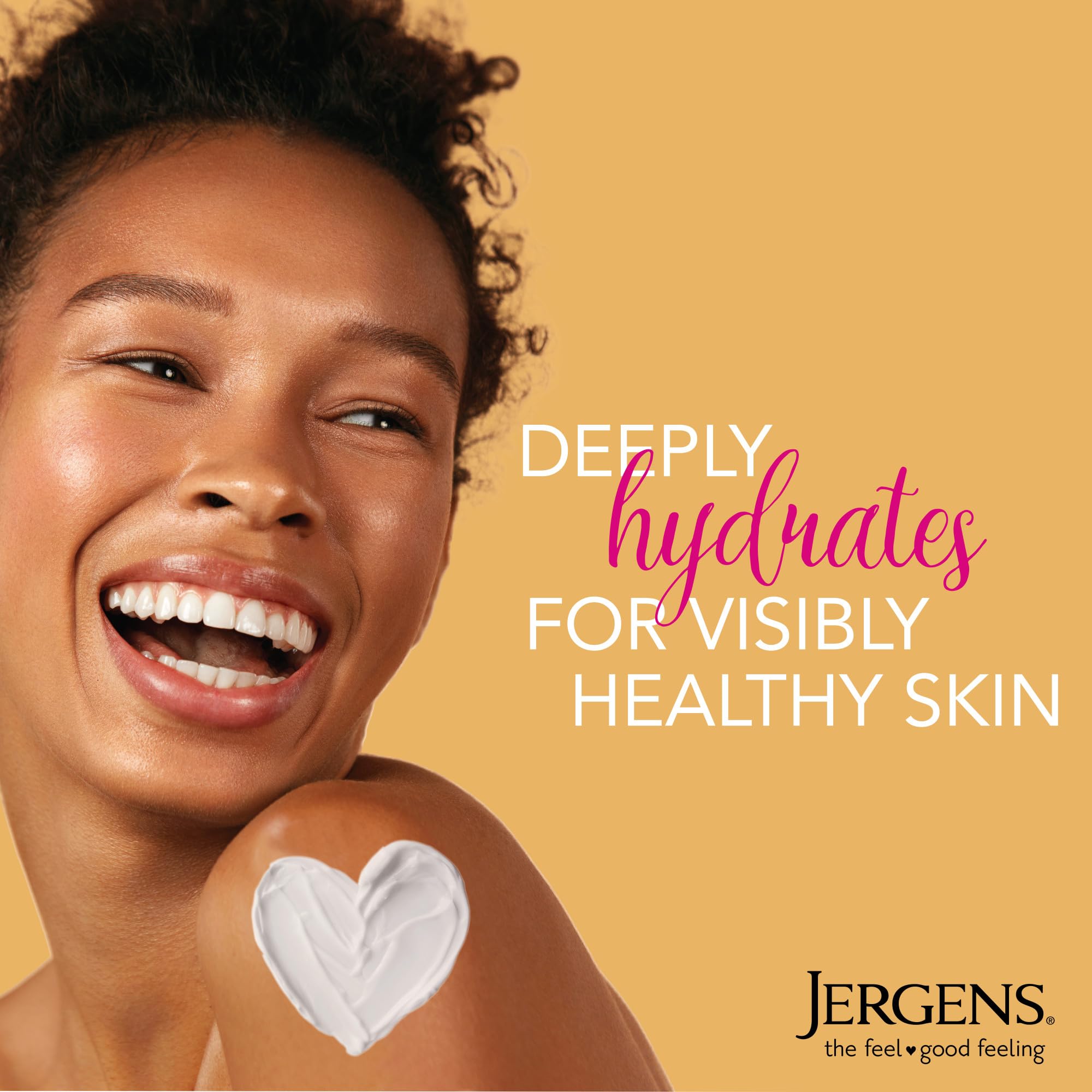 Jergens Nourishing Honey moisturizer applied for visibly smooth skin.