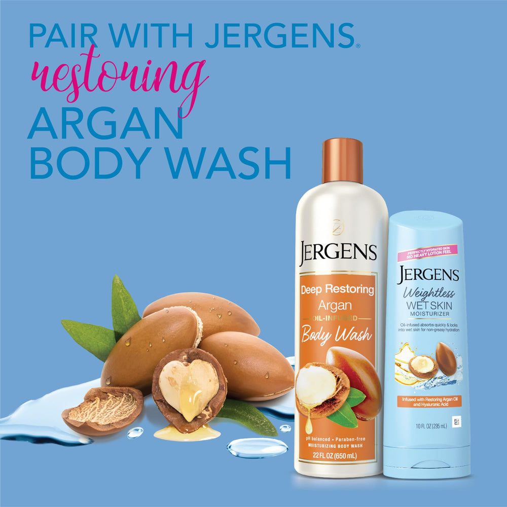 Jergens Wet Skin Moisturizer offers a non-greasy finish after use.