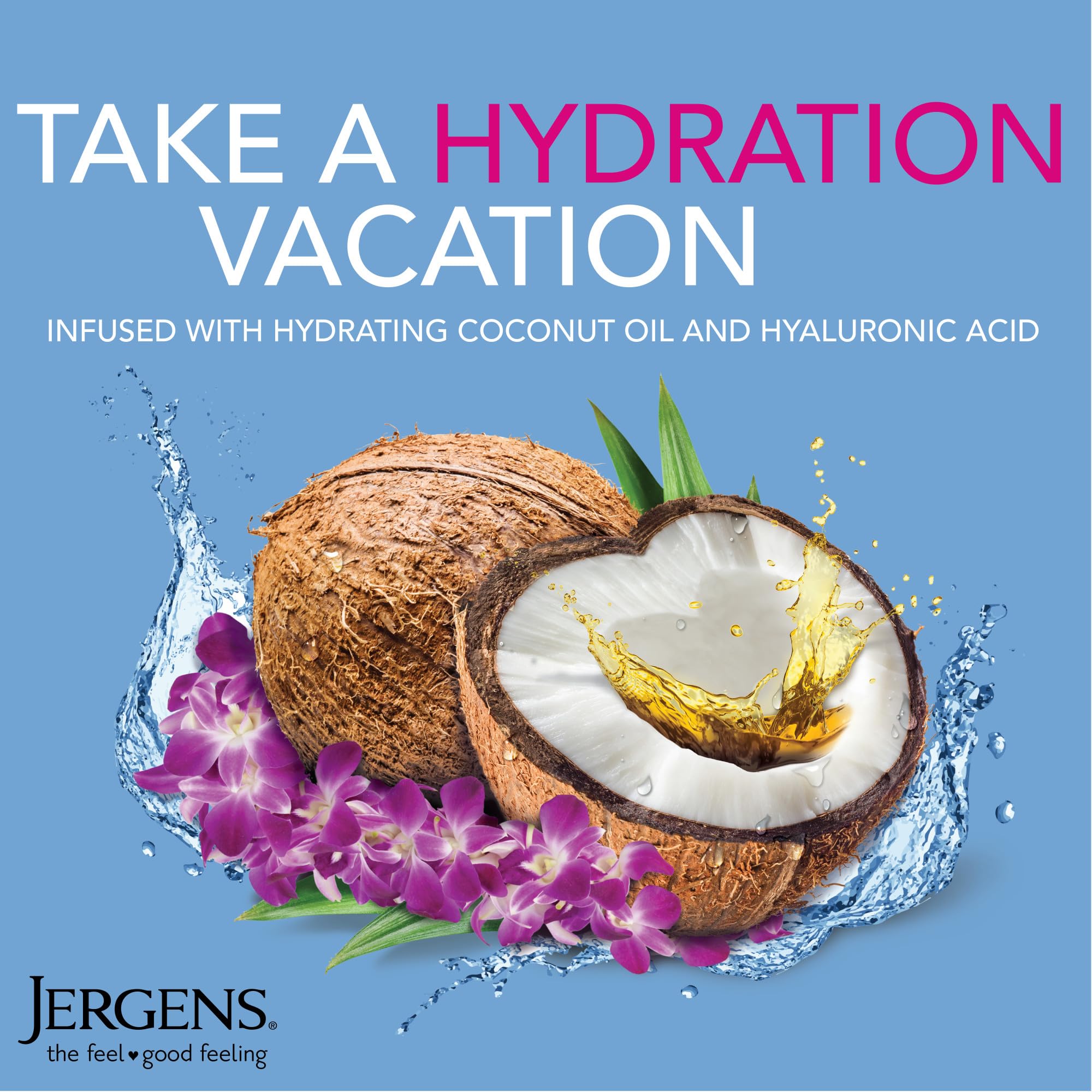 Close-up of Jergens Wet Skin on wet skin showing quick absorption.