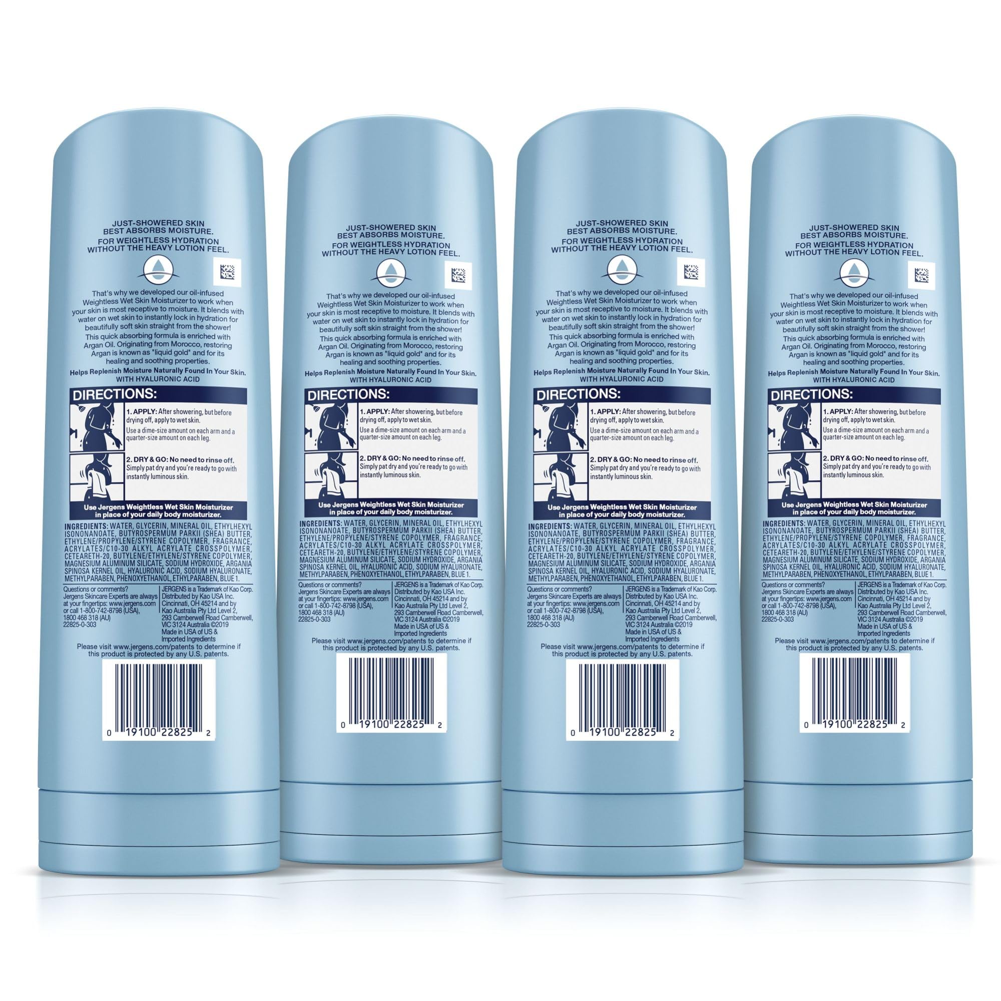 Jergens Wet Skin Moisturizer supports a healthier-looking skin appearance.