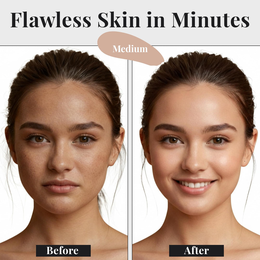 Jerome Alexander kabuki brush applying foundation for even, smooth coverage.