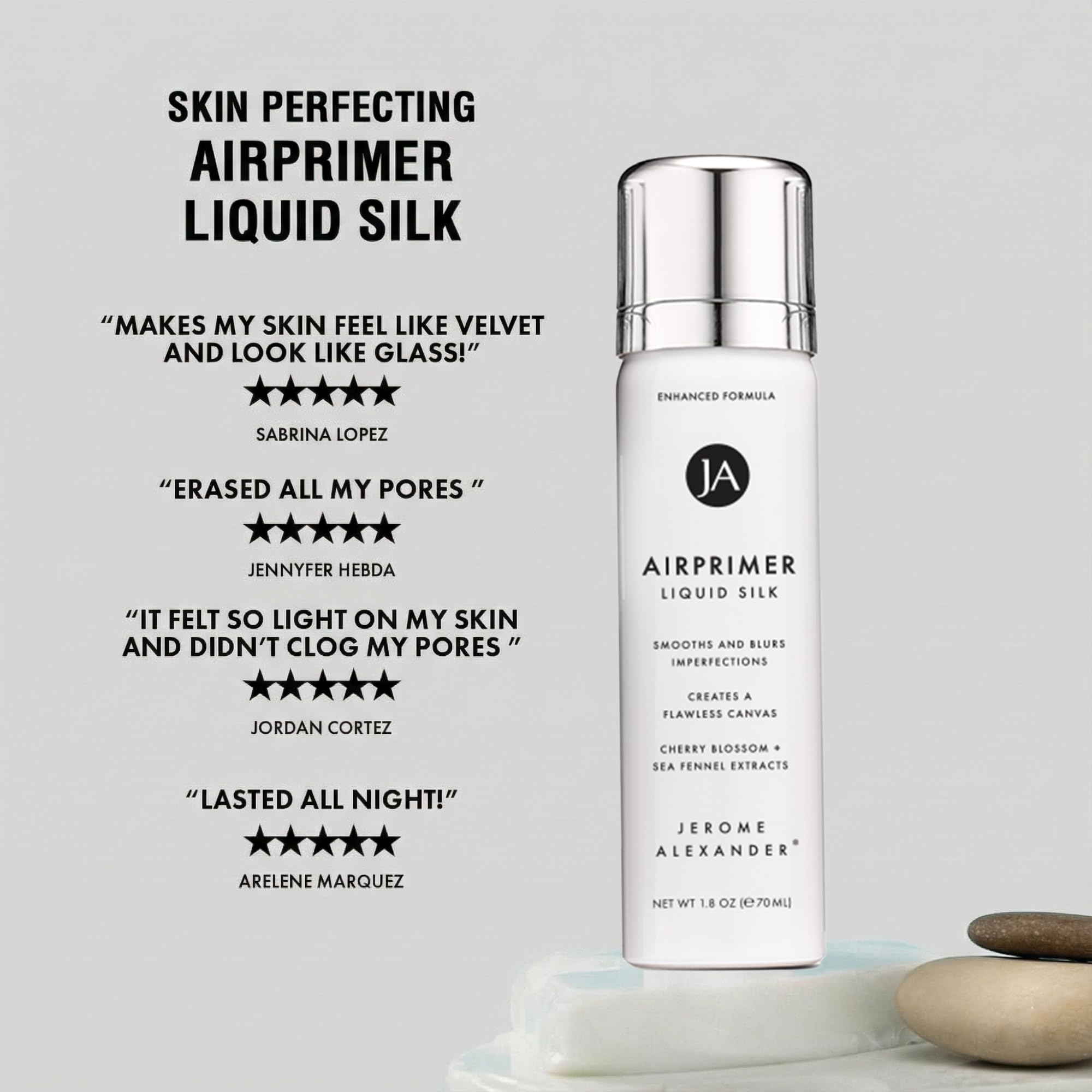 Jerome Alexander MagicMinerals LiquidSilk Air Primer, zona T suave para maquillaje preciso.