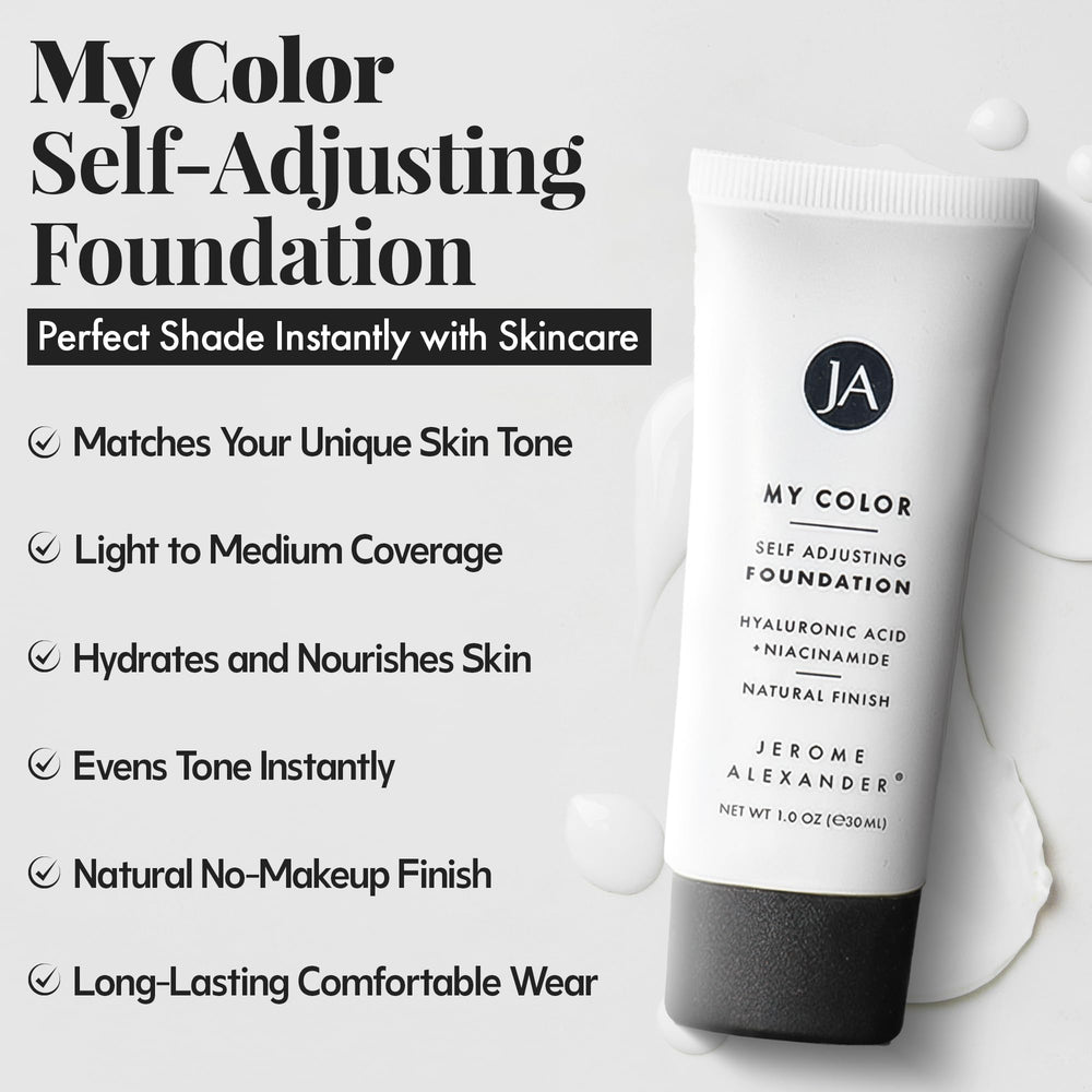 Jerome Alexander My Color foundation with kabuki brush ready for smooth blending