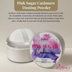 Close-up of JerrBear’s Pink Sugar Cashmere powder texture showing talc-free formula.