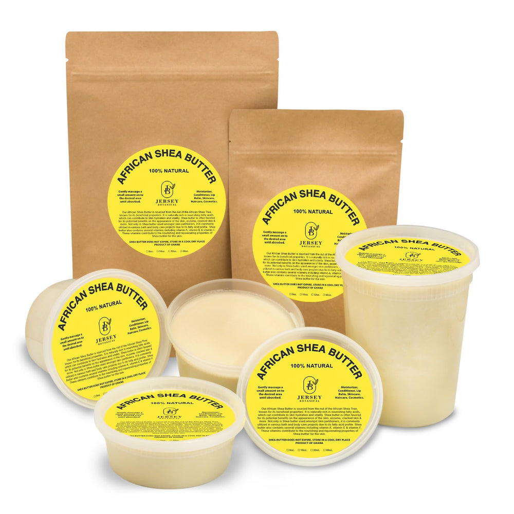 Jersey Botanical Shea Butter Ivory Raw pour-shot highlights creamy texture for easy application