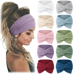 Jesries 10-pack wide headbands in multiple colors for versatile daily wear.