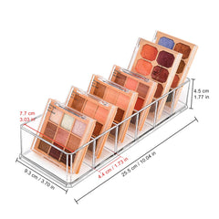 JessLab 3-compartment acrylic organizer for compact, organized vanity storage.
