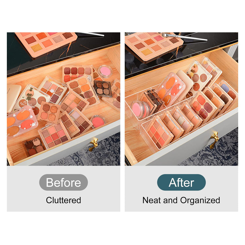 JessLab 6-compartment acrylic organizer keeps cosmetics neatly separated.