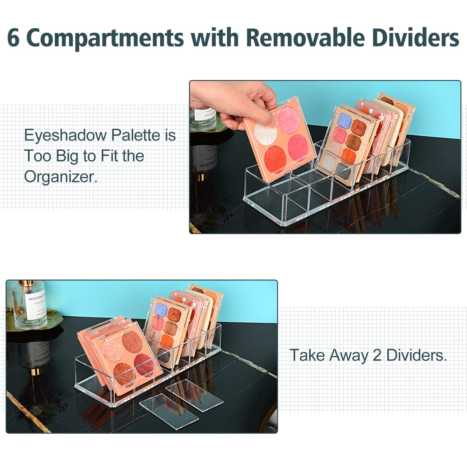 JessLab 8-compartment acrylic organizer maximizes small surface space.