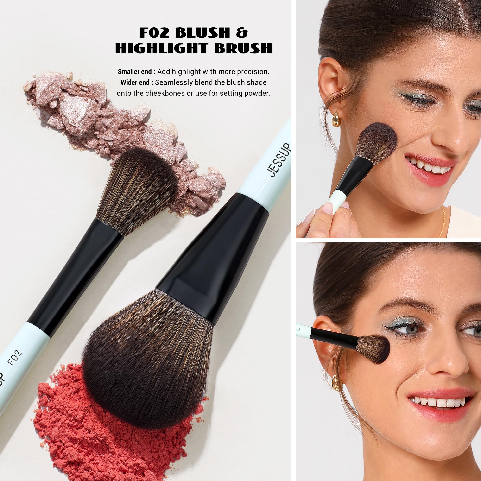 Jessup blue bristles close-up showing ultra-soft texture for gentle application.