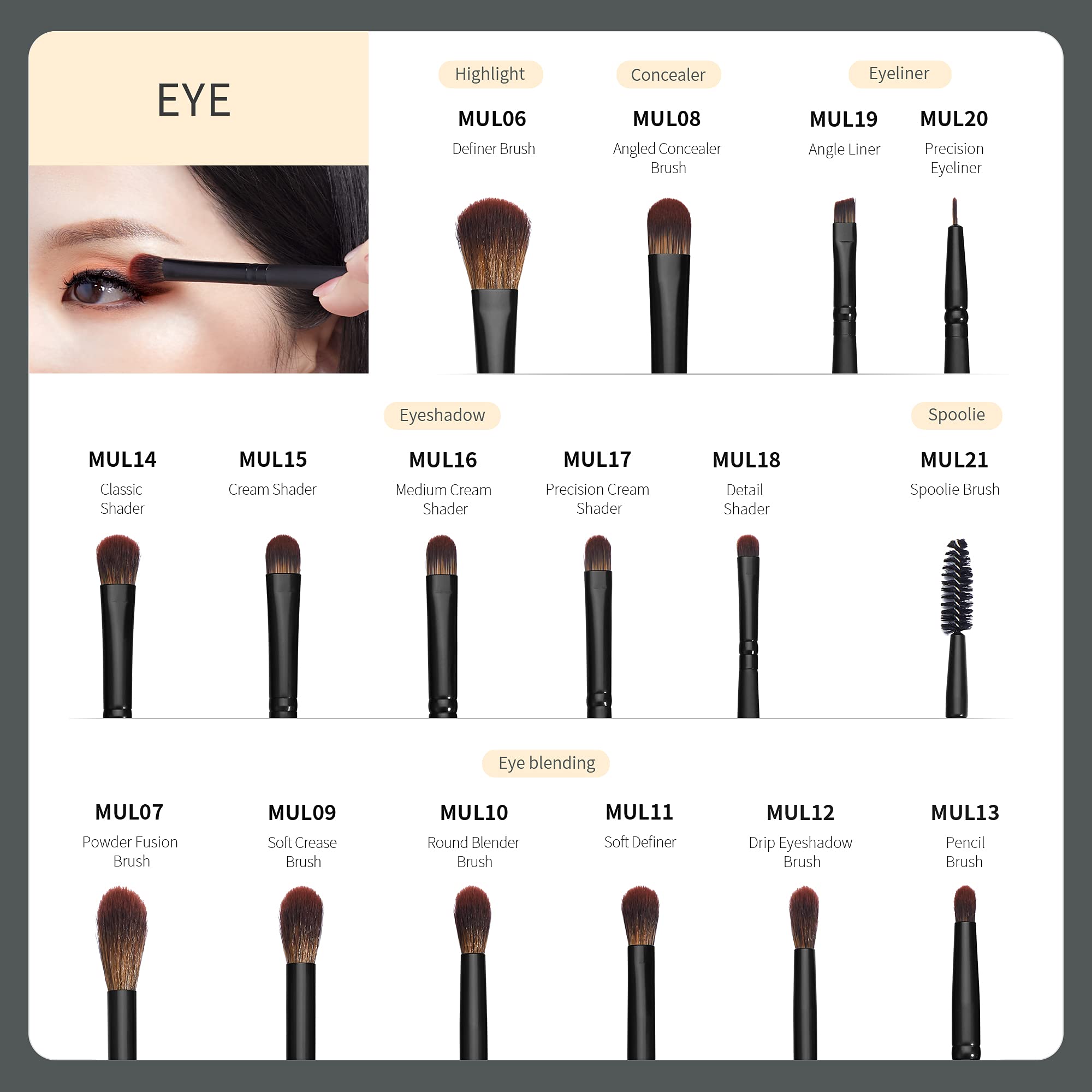 Jessup Eye Brushes Set blending brush for seamless eyeshadow transitions