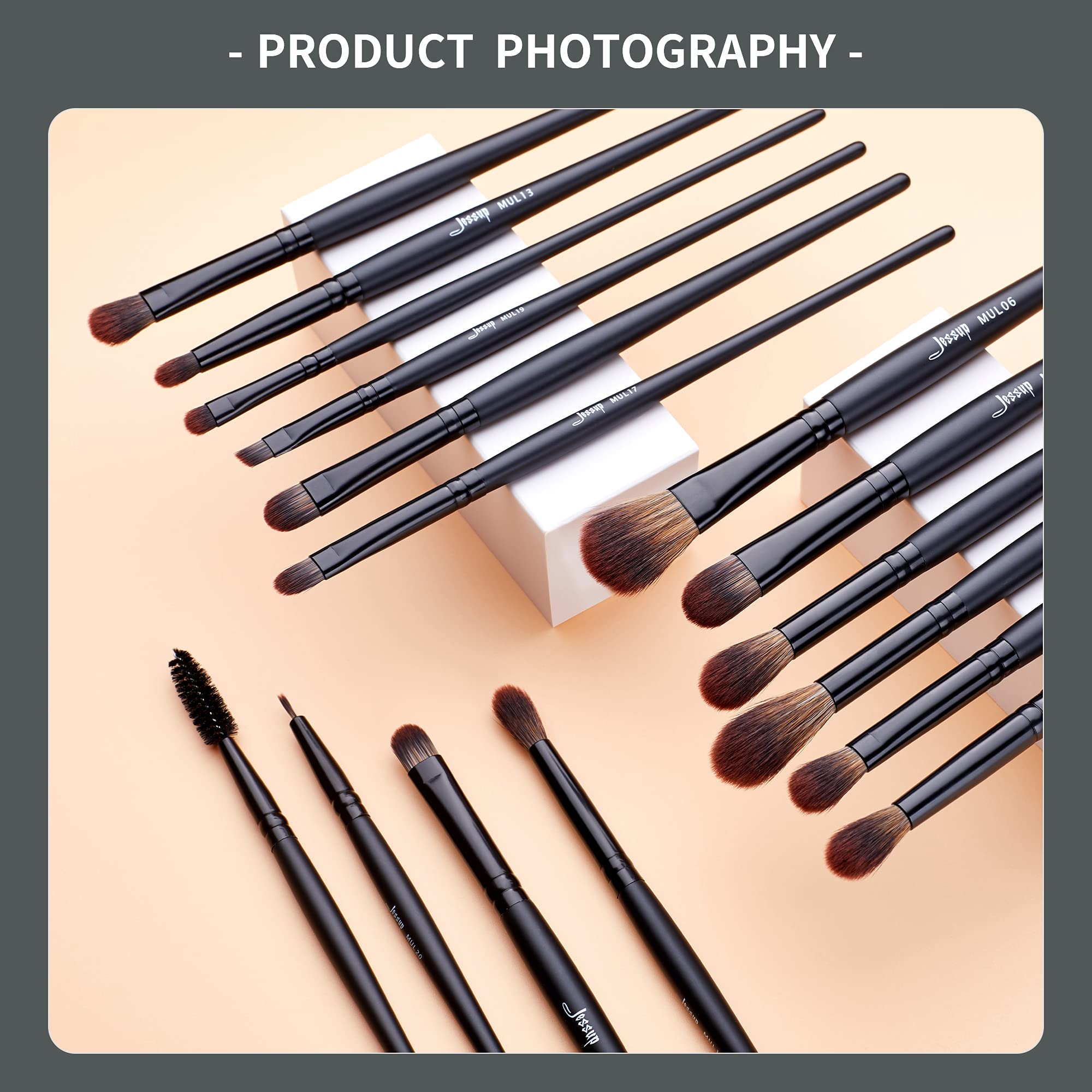Jessup Eye Brushes Set flat-definer brush for sharp lash line edges